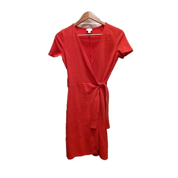 Crew Dresses J Crew Red Wrap Dress Xxs Poshmark